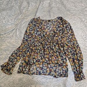 Floral V-Neck Blouse - Multicolor